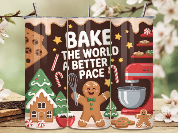 Christmas Baking the World Tumbler Wrap Design