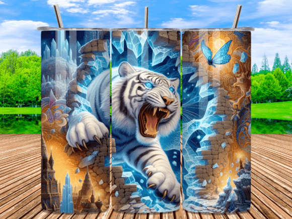 Ice Tiger Fantasy World Tumbler Wrap Png: Elevating Your Sublimation Projects