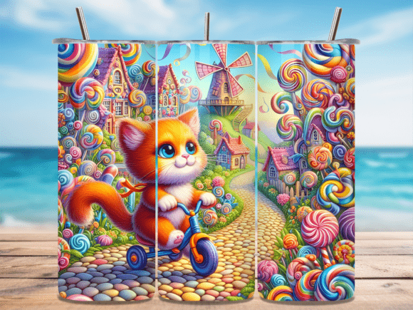 Integrating the Candyland Cat Fantasy World Tumbler Wrap into Your Sublimation Production Workflow