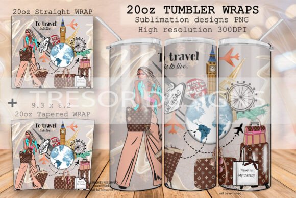 Luxury 20 Oz World Tumbler Wraps Digital Design