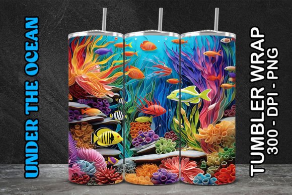 Sea World Tumbler Wrap 103: Digital Sublimation Design