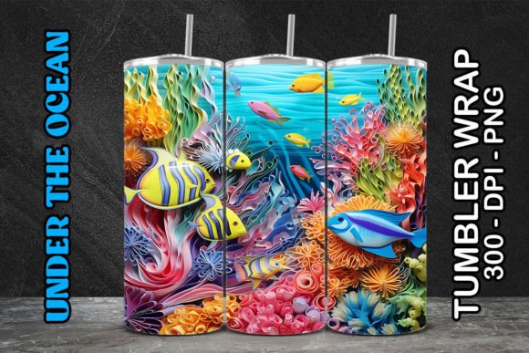 Sea World Tumbler Wrap 114: Elevating Drinkware with Marine-Inspired Digital Art