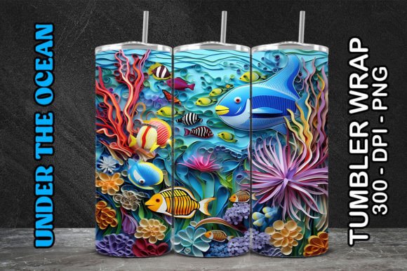 Sea World Tumbler Wrap 121: Digital Sublimation Design