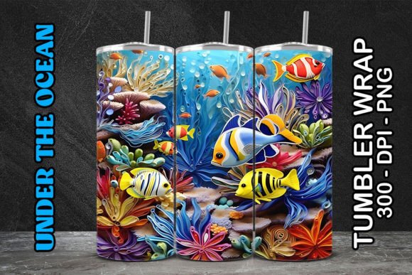 Sea World Tumbler Wrap 33: Elevating Drinkware Design with High-Resolution Digital Assets