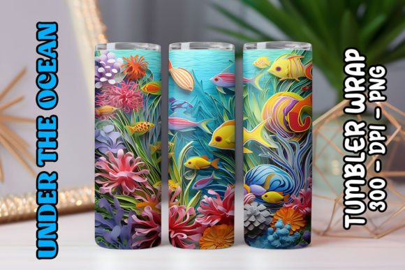 Sea World Tumbler Wrap 40: Digital Sublimation Design