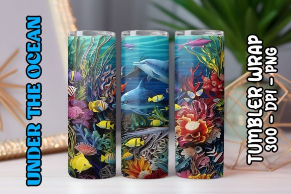 Sea World Tumbler Wrap 59: Digital Sublimation Design