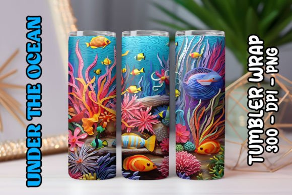 Sea World Tumbler Wrap 72: Digital Sublimation Design